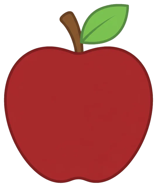 Red apple with green leaf and brown stem