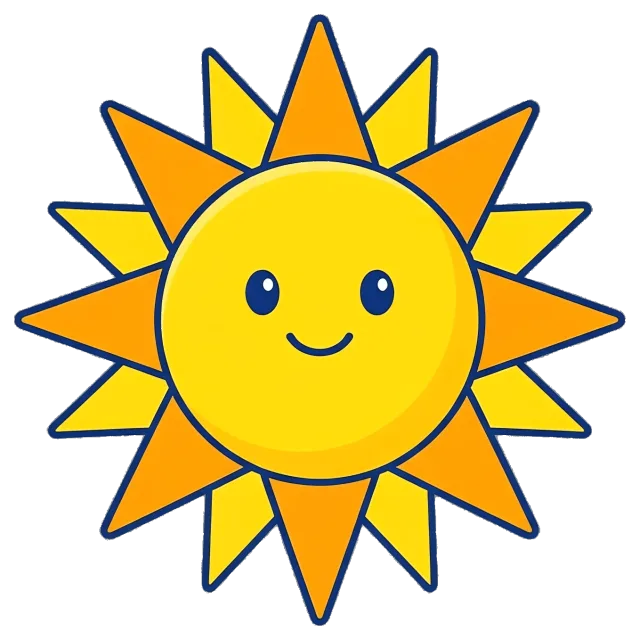Smiling Sunshine with Alternating Yellow and Orange Rays