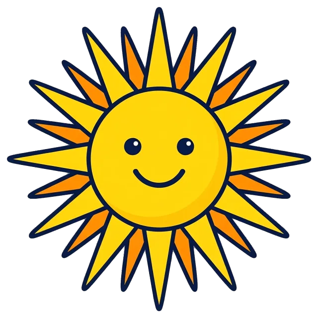 Smiling Sunshine with Yellow and Orange Rays