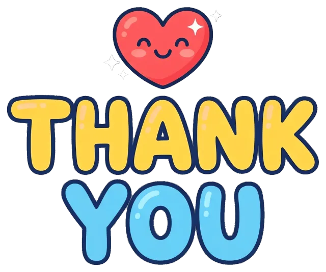 Thank You Text with Smiling Heart