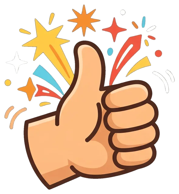 Thank You Thumbs Up with Colorful Stars and Sparks