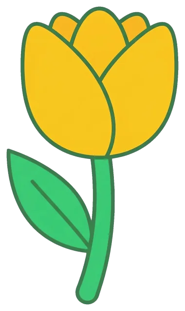 Yellow spring flower with green leaf