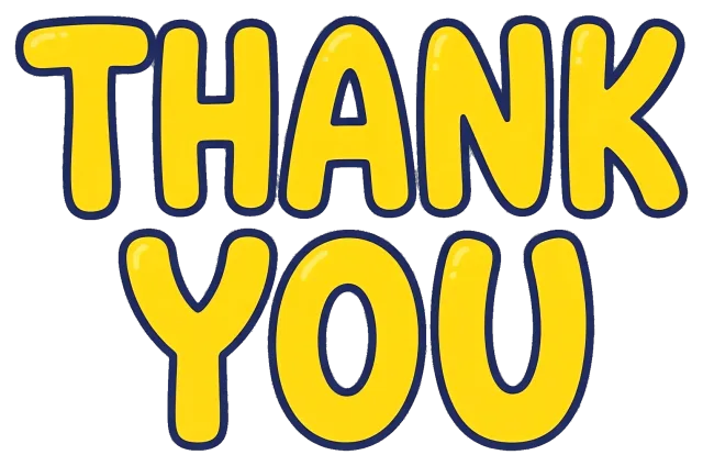 Yellow Thank You Text with Blue Outline