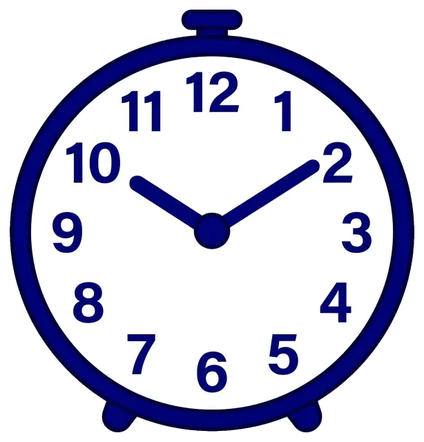 Blue clock showing 10:10 time