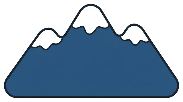 Blue mountain range with snow-capped peaks