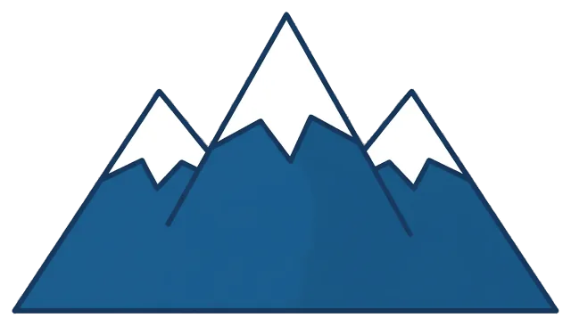 Blue mountain range with snow-capped peaks