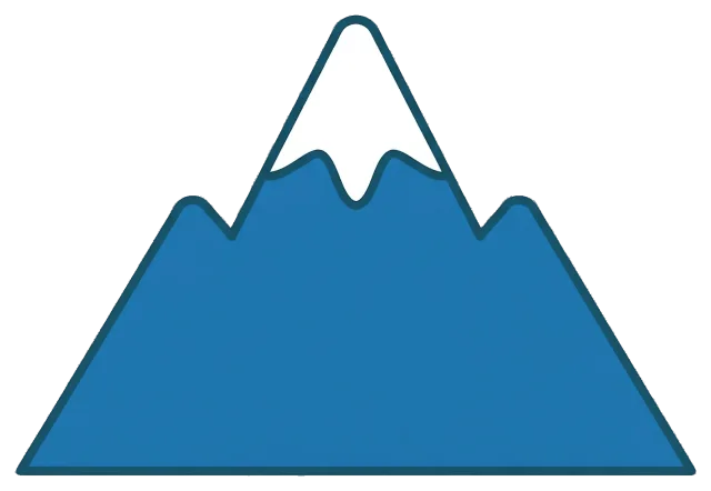 Blue mountain with snow-capped peak cartoon style
