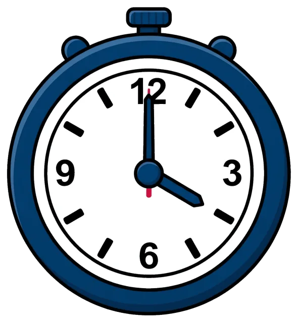 Blue stopwatch showing 4 o'clock