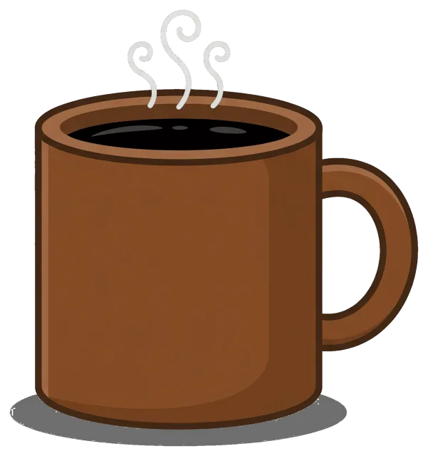 Brown coffee mug with steam rising