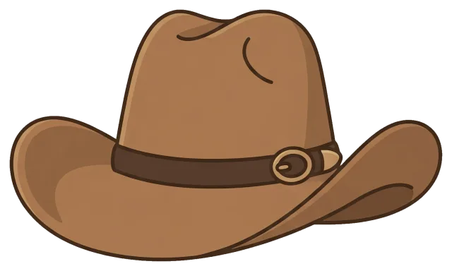 Brown cowboy hat with dark band and buckle