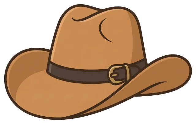 Brown cowboy hat with dark band and buckle
