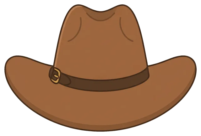 Brown cowboy hat with dark band and buckle