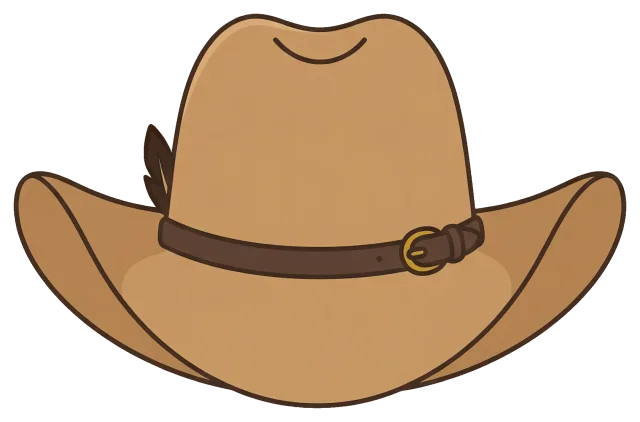 Brown Cowboy Hat with Feather and Buckle