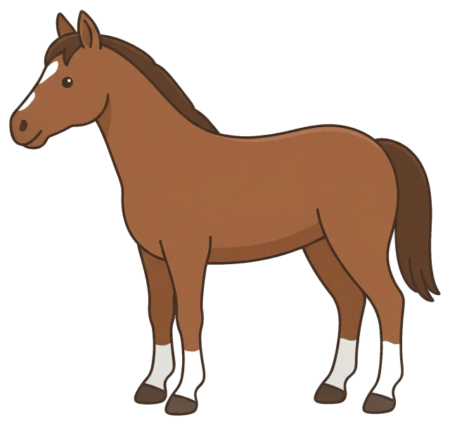 Brown horse with white markings cartoon