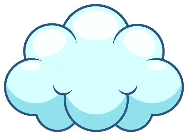 Cartoon cloud clipart on grey background