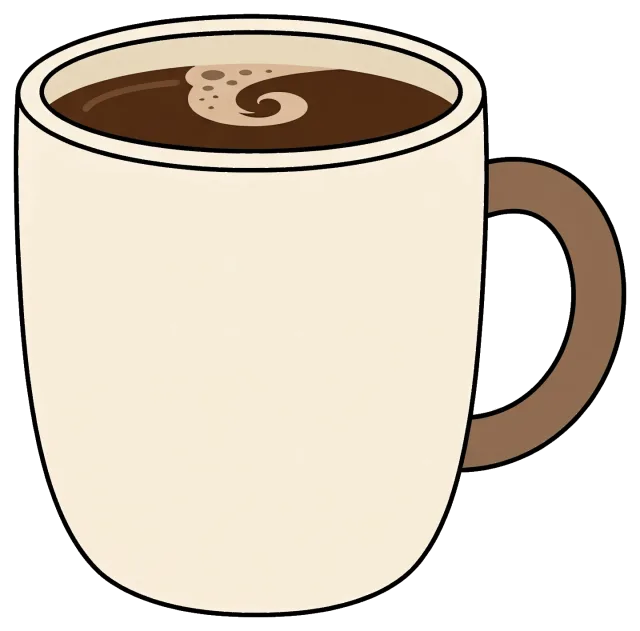 Cartoon Style Coffee Cup with Swirling Foam