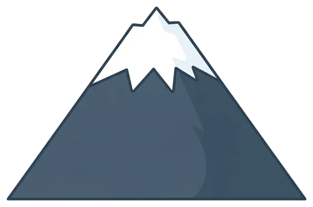 Cartoon style mountain with snow capped peak