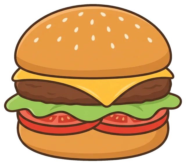 Cheeseburger with lettuce and tomato