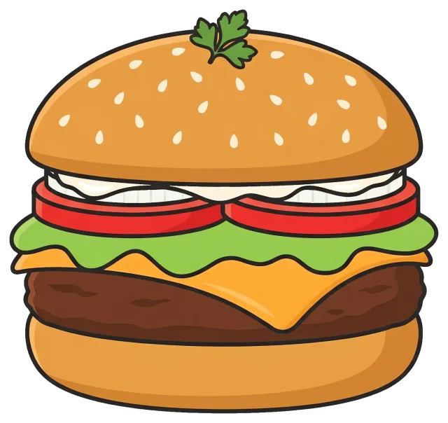 Cheeseburger with lettuce, tomato, and mayonnaise