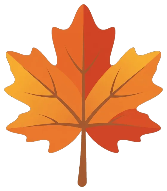 Colorful fall leaves with orange and red hues