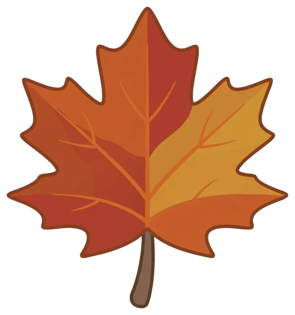 Colorful fall maple leaf with orange and brown tones