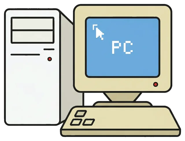 Computer clipart centered on grey background