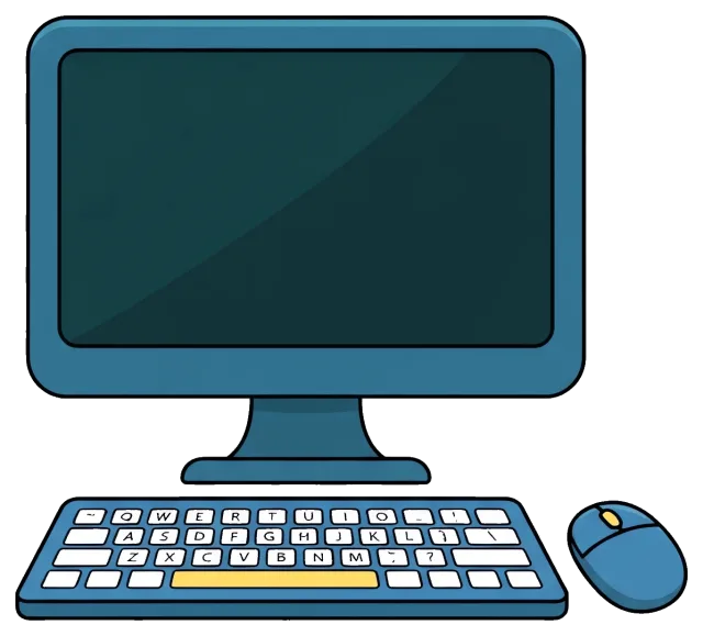 Computer clipart design with monitor, keyboard, and mouse