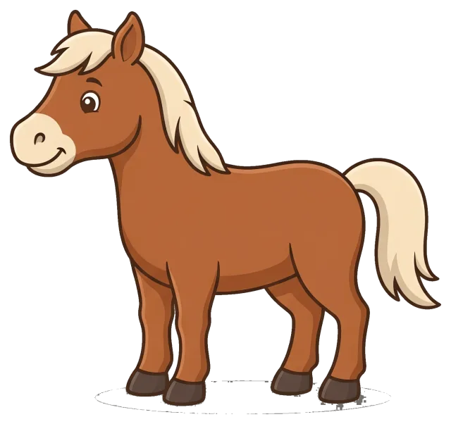 Cute brown horse with blonde mane and tail