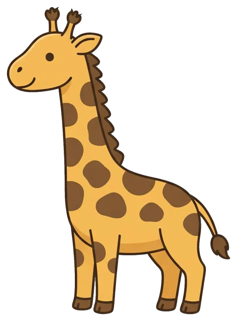 Cute cartoon giraffe with brown spots