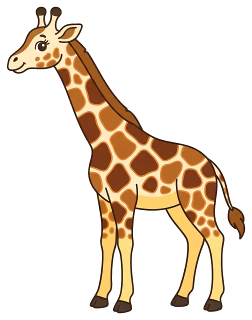 Cute cartoon giraffe with brown spots