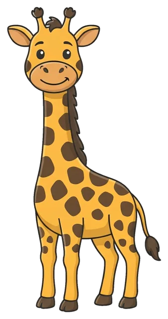 Cute cartoon giraffe with smiling face