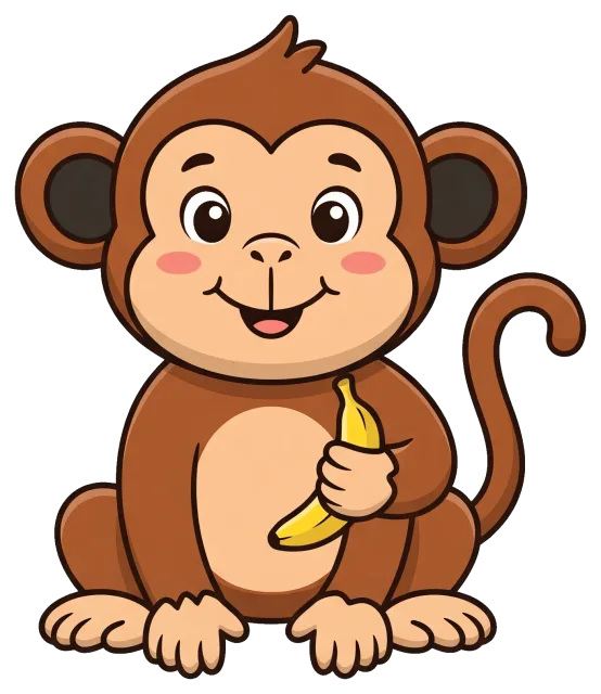 Cute cartoon monkey holding a banana