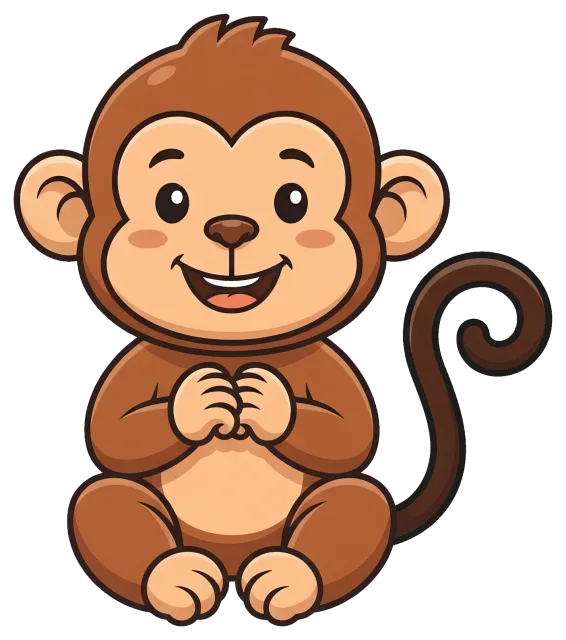 Cute cartoon monkey sitting with smiling face