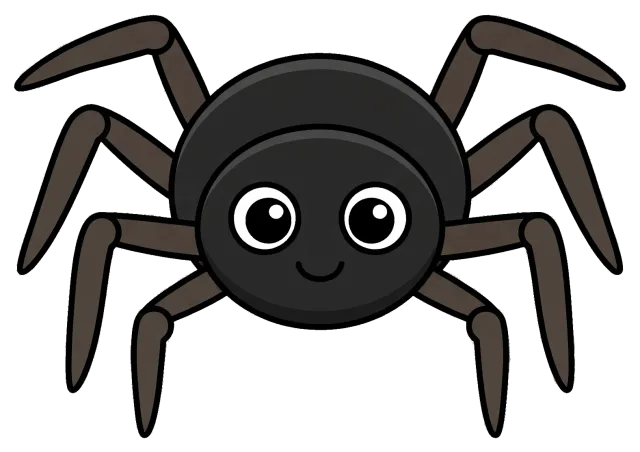 Cute cartoon spider with big eyes and smile