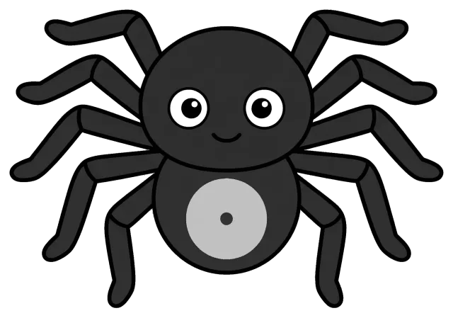 Cute cartoon spider with smiling face and eight legs
