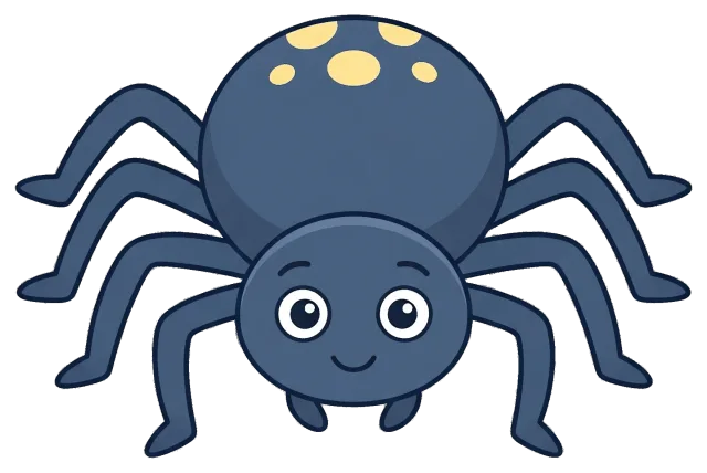 Cute cartoon spider with yellow spots