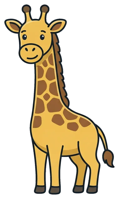 Cute cartoon style giraffe with spots