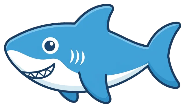 Friendly Cartoon Shark with Big Smile