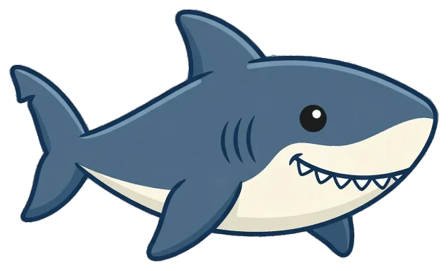 Friendly cartoon shark with big smile
