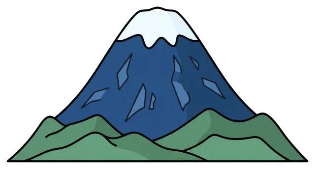 Mountain with snow-capped peak and green foothills