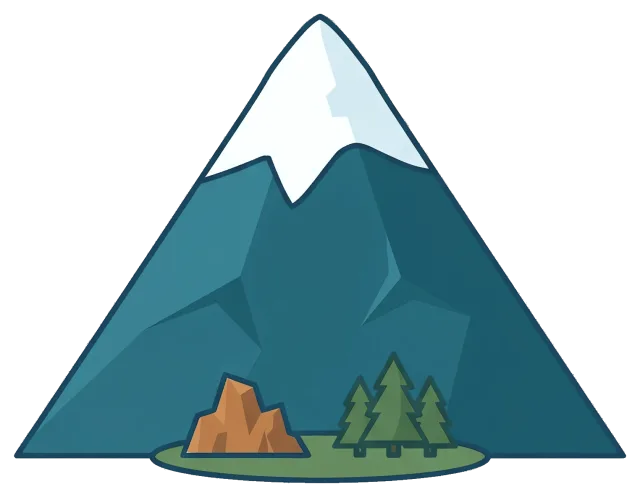 Mountain with Snowy Peak and Trees