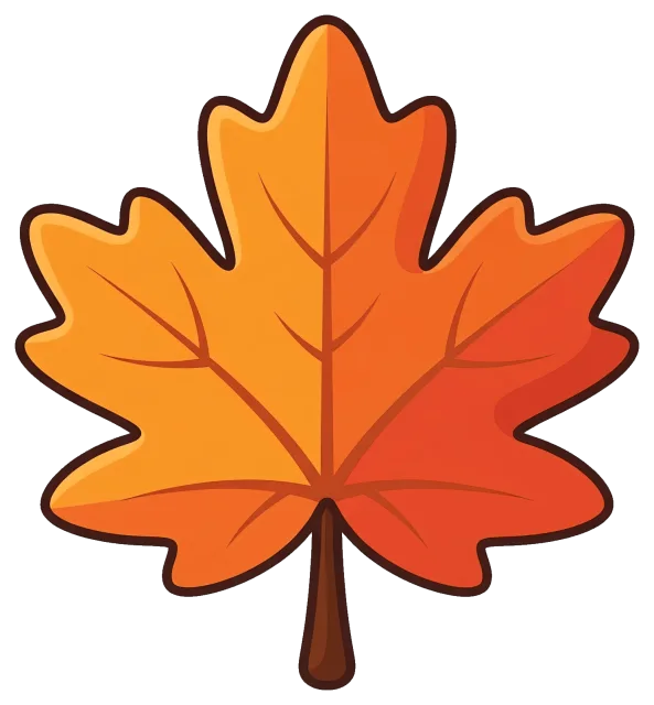 Orange and red fall maple leaf