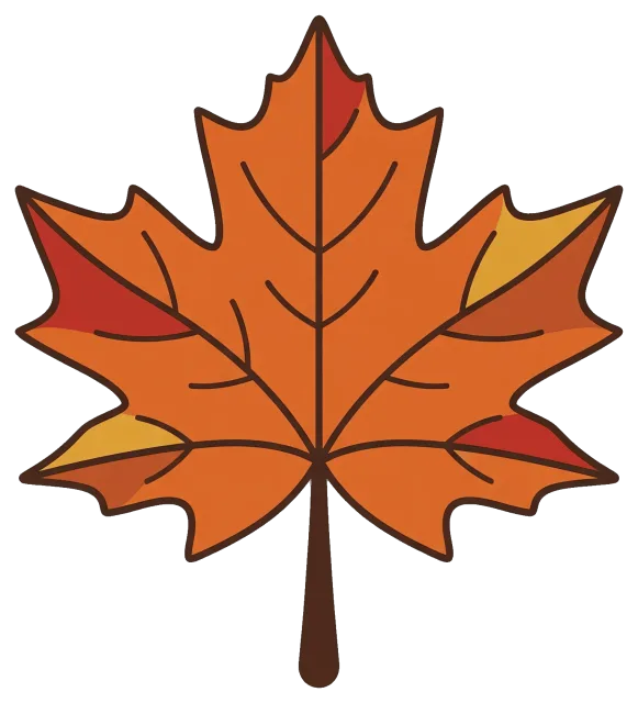 Orange and red fall maple leaf