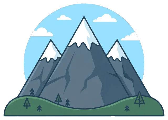 Snow-capped mountains with green hills and blue sky