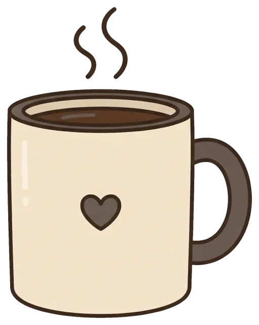 Steaming Coffee Cup with Heart Design