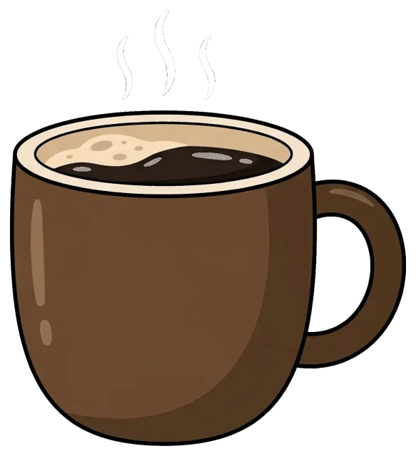 Steaming cup of coffee in brown mug