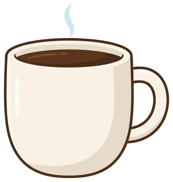 Steaming cup of coffee in white mug