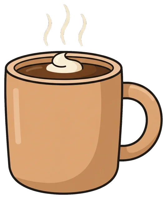 Steaming cup of coffee with cream on top