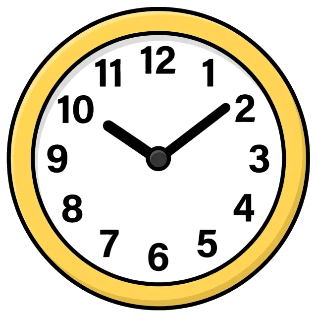 Yellow framed clock showing 10:10