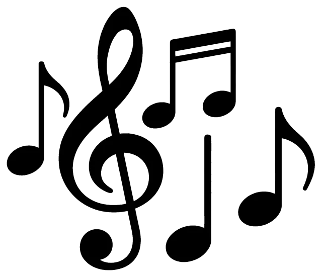 Black Music Notes and Treble Clef Symbols
